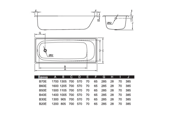 Стальная ванна BLB Europa B20E22001, 120х70 купить по цене 15 550 ...
